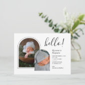 2 Baby Foto's Handgeschreven Geboorteaankondiging (Staand voorkant)