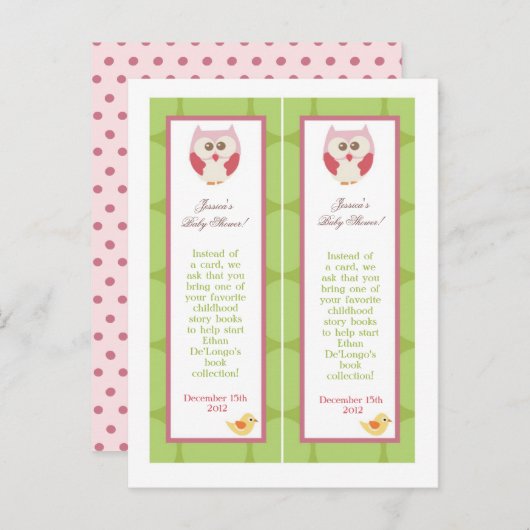 2 Baby shower Bladwijzer Liefde en Natuur Meisje W Uitnodiging Briefkaart (Voorkant / Achterkant)