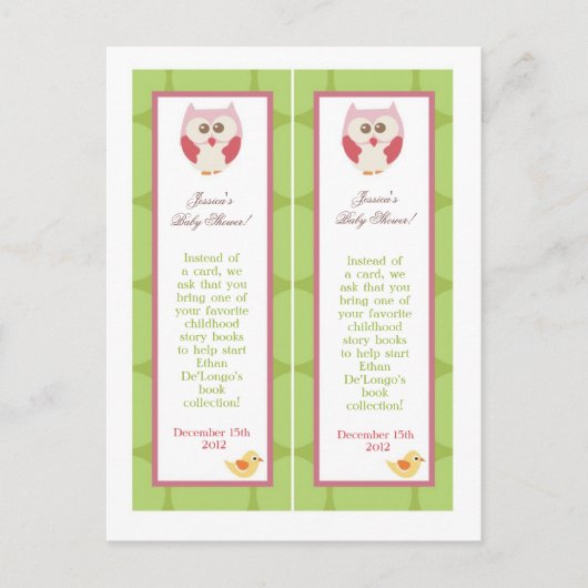 2 Baby shower Bladwijzer Liefde en Natuur Meisje W Uitnodiging Briefkaart (Voorkant)