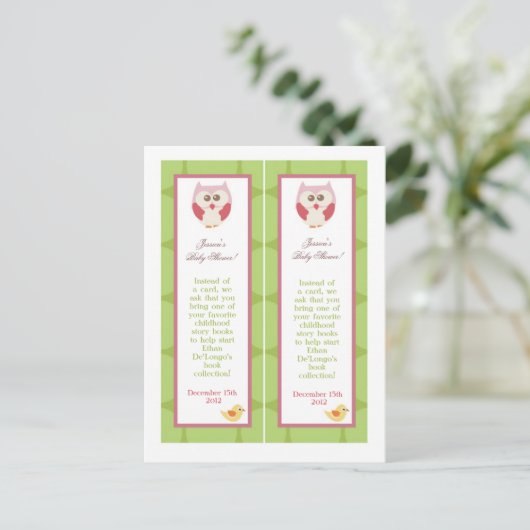 2 Baby shower Bladwijzer Liefde en Natuur Meisje W Uitnodiging Briefkaart (Staand voorkant)
