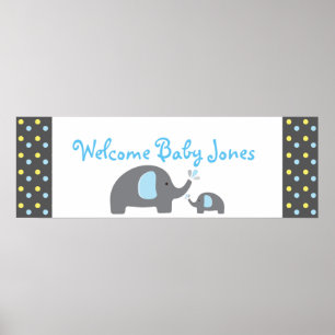 2 Baby shower Sprinkle Party Banner olifanten Poster