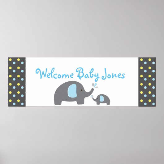2 Baby shower Sprinkle Party Banner olifanten Poster (Voorkant)