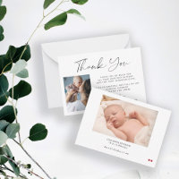 2 babyfoto's eenvoudige elegante script bedankt