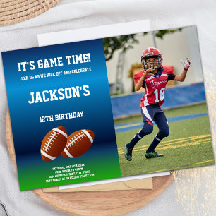 2 Balls Football Birthday Invitations with foto Kaart