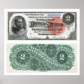 $2 Bankbiljet Silver Certificate Series 1886 Poster (Voorkant)