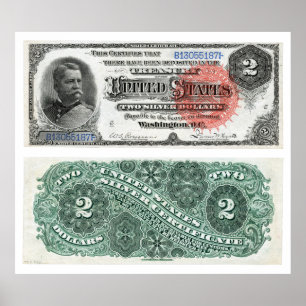 $2 Bankbiljet Silver Certificate Series 1886 Poster