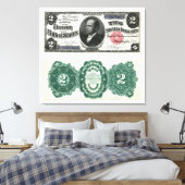 $2 Bankbiljet Silver Certificate Series 1891 Canvas Afdruk (Insitu (Slaapkamer))