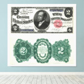 $2 Bankbiljet Silver Certificate Series 1891 Canvas Afdruk (Insitu (Houten vloer))