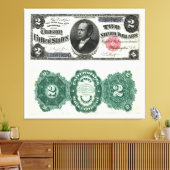 $2 Bankbiljet Silver Certificate Series 1891 Canvas Afdruk (Insitu (Woonkamer))