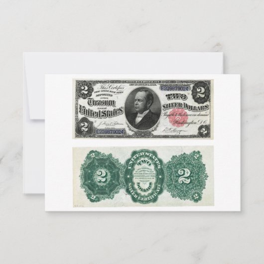 $2 Bankbiljet Silver Certificate Series 1891 Kaart (Voorkant)