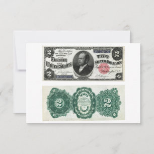 $2 Bankbiljet Silver Certificate Series 1891 Kaart