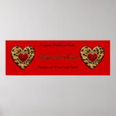 2 Banner Leopard Birthday Wild in Heart Black Poster (Voorkant)