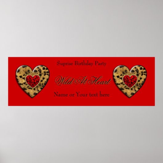 2 Banner Leopard Birthday Wild in Heart Black Poster (Voorkant)