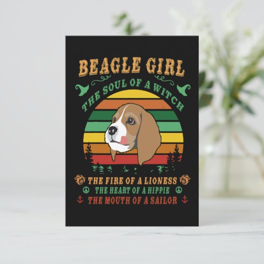 2 Beagle meisje hij ziel het vuur het hart de mond Bedankkaart (Staand voorkant)