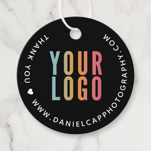 2" Bedankt Zakelijk Logo Zwart Hanglabels Bedankjes Labels (Voorkant)