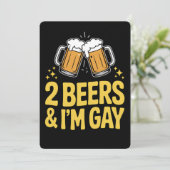 2 Beers & I'm Gay Funny LGBTQ Pride Ally Rainbow Kaart (Staand voorkant)