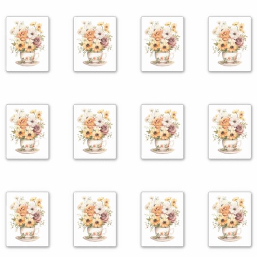 2 Beker Bloemen Sticker (Voorkant)