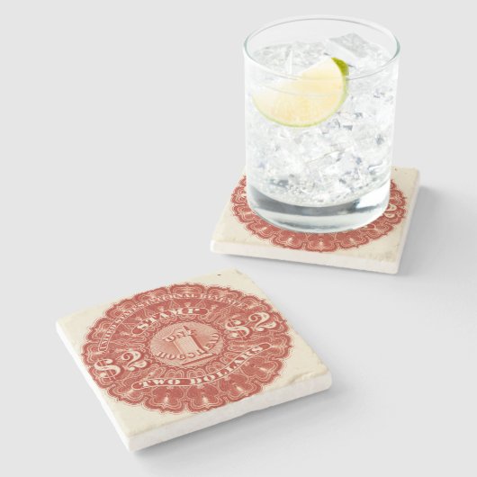 $2 Belastingstempel Stenen Onderzetter (Zijkant)