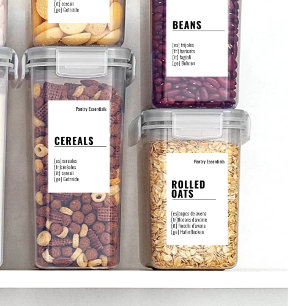2 bij 3 Meertalig Spaans Frans Pantry Label