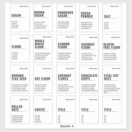 2 bij 3 Meertalig Spaans Frans Pantry Label (Vel)