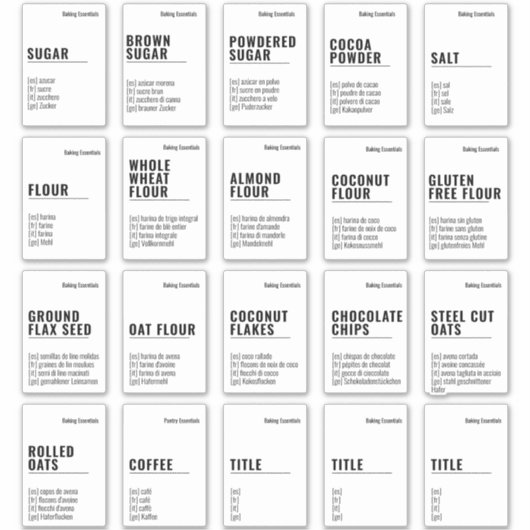 2 bij 3 Meertalig Spaans Frans Pantry Label (Voorkant)