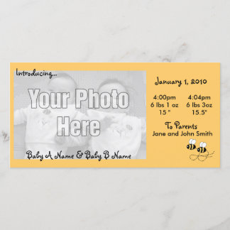 2 Bijen Tweeling Foto Geboorteaankondiging Aankondiging