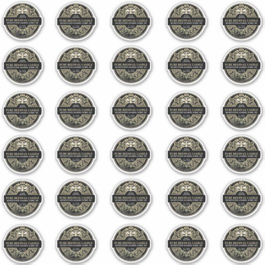 2" Bijenwaskaars Heraldische Bijen Product Label (Voorkant)