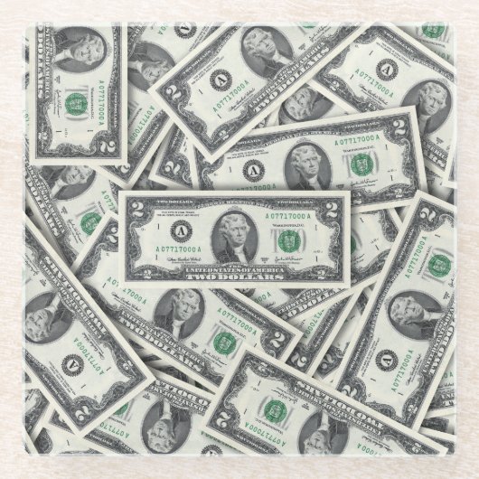 $2 Bil Geldpatroon Glazen Onderzetter (Voorkant)