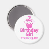 2 - 'Birthday Girl' - Cupcake-design Magneet (Voorkant / Achterkant)