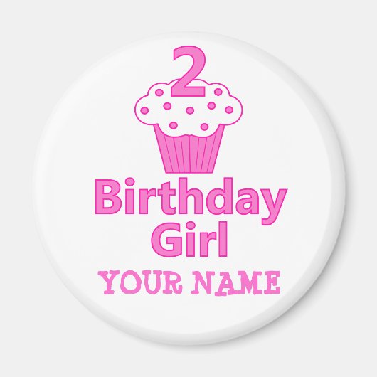 2 - 'Birthday Girl' - Cupcake-design Magneet (Voorkant)