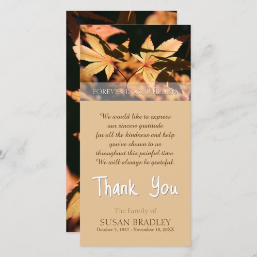 2 bladeren in Herfst Sympathie Dank je wel Bedankkaart (Voorkant / Achterkant)