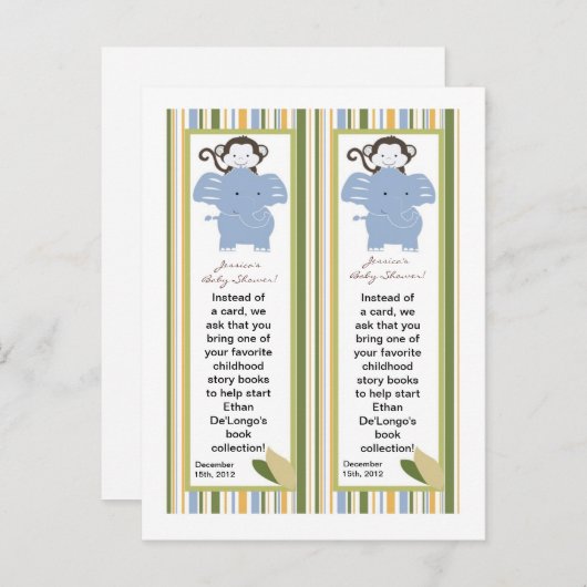 2 Bladwijzer Safari Vrienden Uitnodiging Briefkaart (Voorkant / Achterkant)