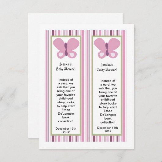 2 Bladwijzer Sugar Plum Butterfly Uitnodiging Briefkaart (Voorkant / Achterkant)