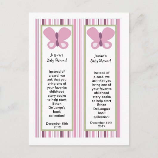 2 Bladwijzer Sugar Plum Butterfly Uitnodiging Briefkaart (Voorkant)