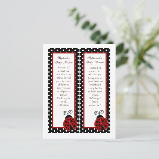 2 Bladwijzers Red Ladybug Uitnodiging Briefkaart (Staand voorkant)