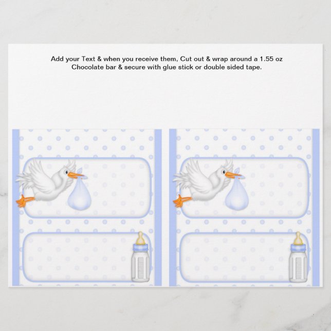 2 Blauw Baby shower voor aangepaste Snoep-balkbalk (Voorkant)