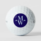 2-blauw-initialen Verticaal Monogrammed Modern Golfballen (Voorkant)