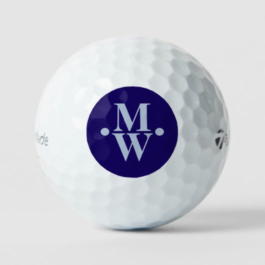 2-blauw-initialen Verticaal Monogrammed Modern Golfballen (Voorkant)