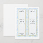 2 Blauw/Wit Damask Wedding Save the Date Bladwijze Aankondigingskaart (Voorkant / Achterkant)