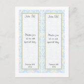 2 Blauw/Wit Damask Wedding Save the Date Bladwijze Aankondigingskaart (Voorkant)