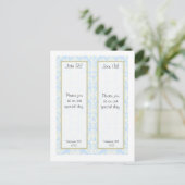 2 Blauw/Wit Damask Wedding Save the Date Bladwijze Aankondigingskaart (Staand voorkant)