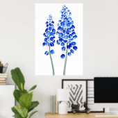 2 blauwe abstracte waterverf van de hyacinth-druif poster (Thuiskantoor)