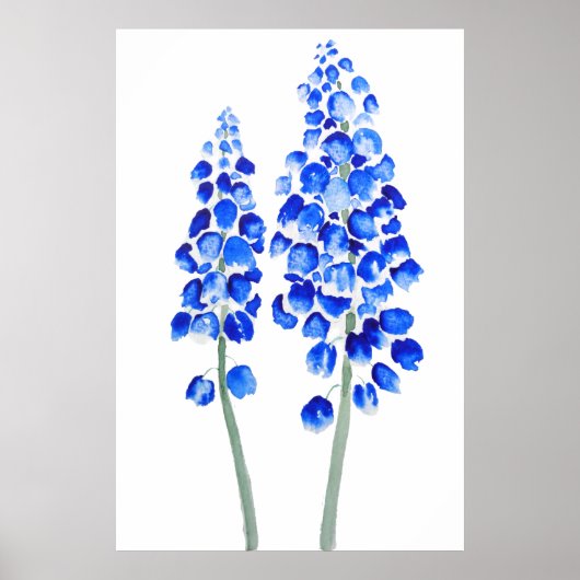 2 blauwe abstracte waterverf van de hyacinth-druif poster (Voorkant)