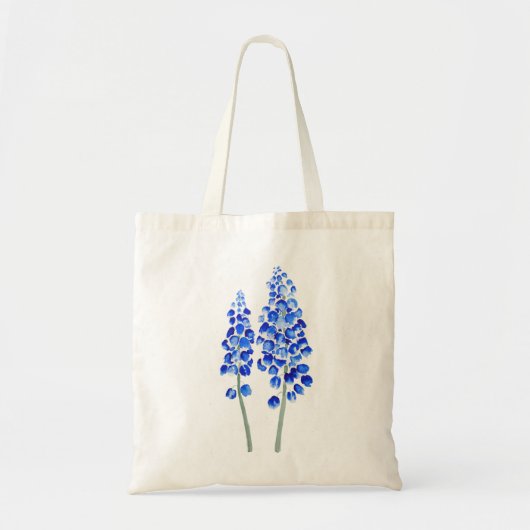 2 blauwe abstracte waterverf van de hyacinth-druif tote bag (Voorkant)
