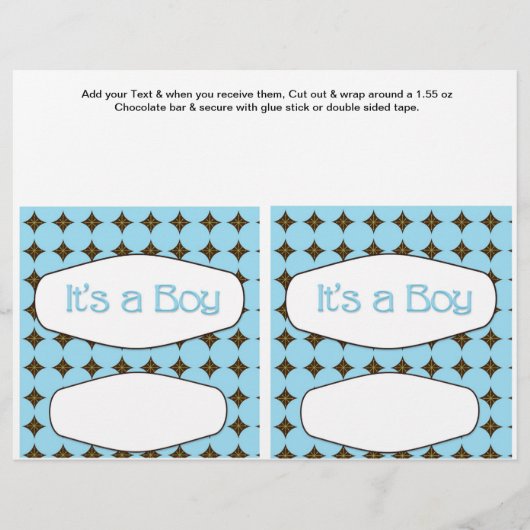 2 Blauwe Baby Shower Favor Aangepaste Candy Bar Ve Flyer (Voorkant)