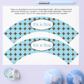 2 Blauwe BOY Baby Persoonlijke Cupcake Verpakkinge Flyer (Enkel)