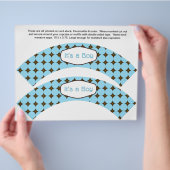 2 Blauwe BOY Baby Persoonlijke Cupcake Verpakkinge Flyer (Hand)