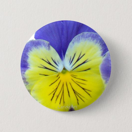 2 Blauwe Gele Pansies Ronde Button 5,7 Cm (Voorkant)