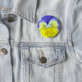 2 Blauwe Gele Pansies Ronde Button 5,7 Cm (In situ)
