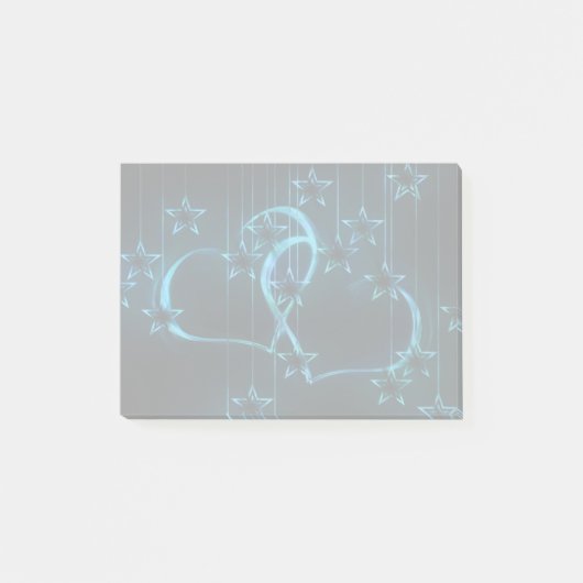 2 blauwe harten en sterren post-it® notes (Voorkant)